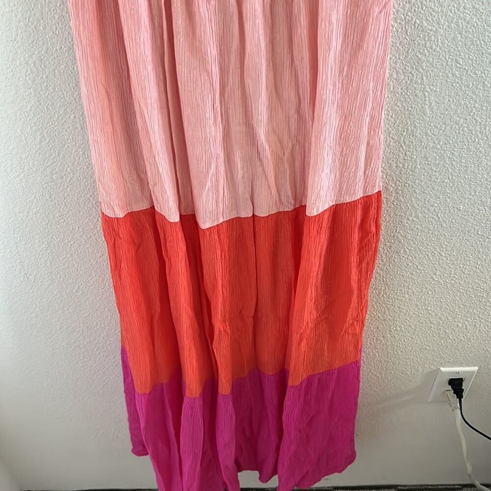 Flying Tomato Colorblock Pink Orange Feminine Long Dress Boho Medium - Picture 8 of 8